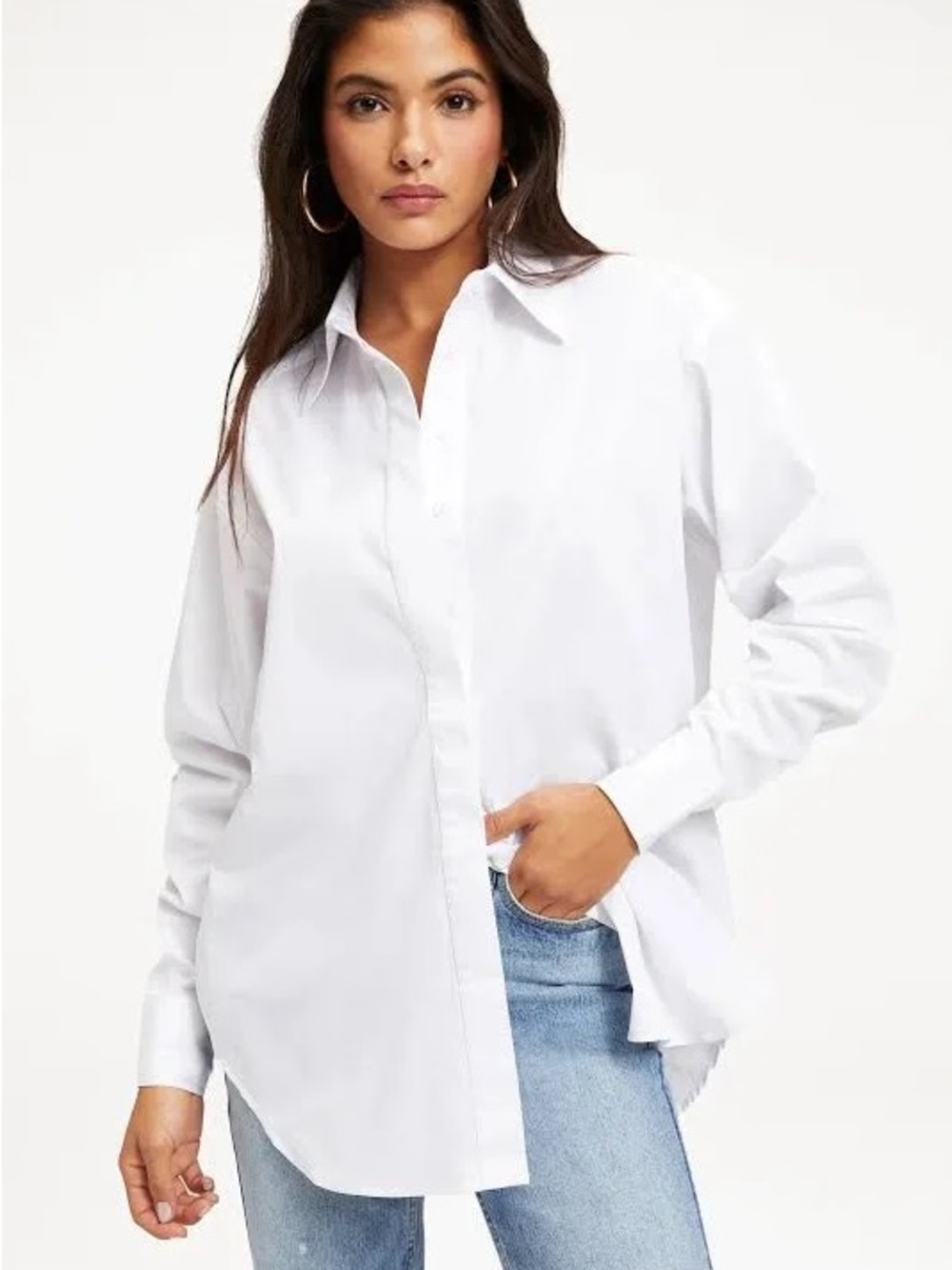 Good American button down 2.0 oversized long sleeve blouse size xs NWT
